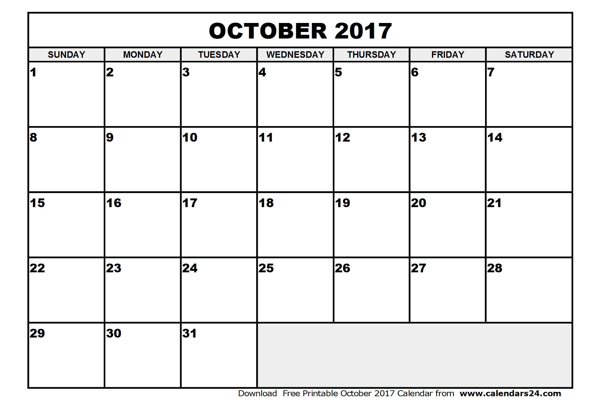 October 2017 Calendar & November 2017 Calendar