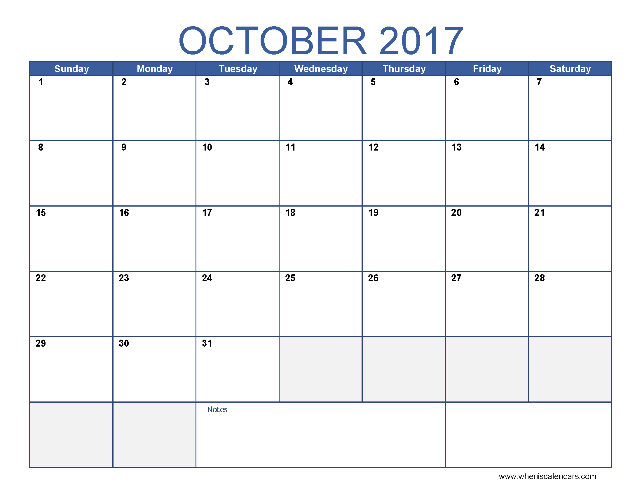 October 2017 Calendar Template | free calendar 2017