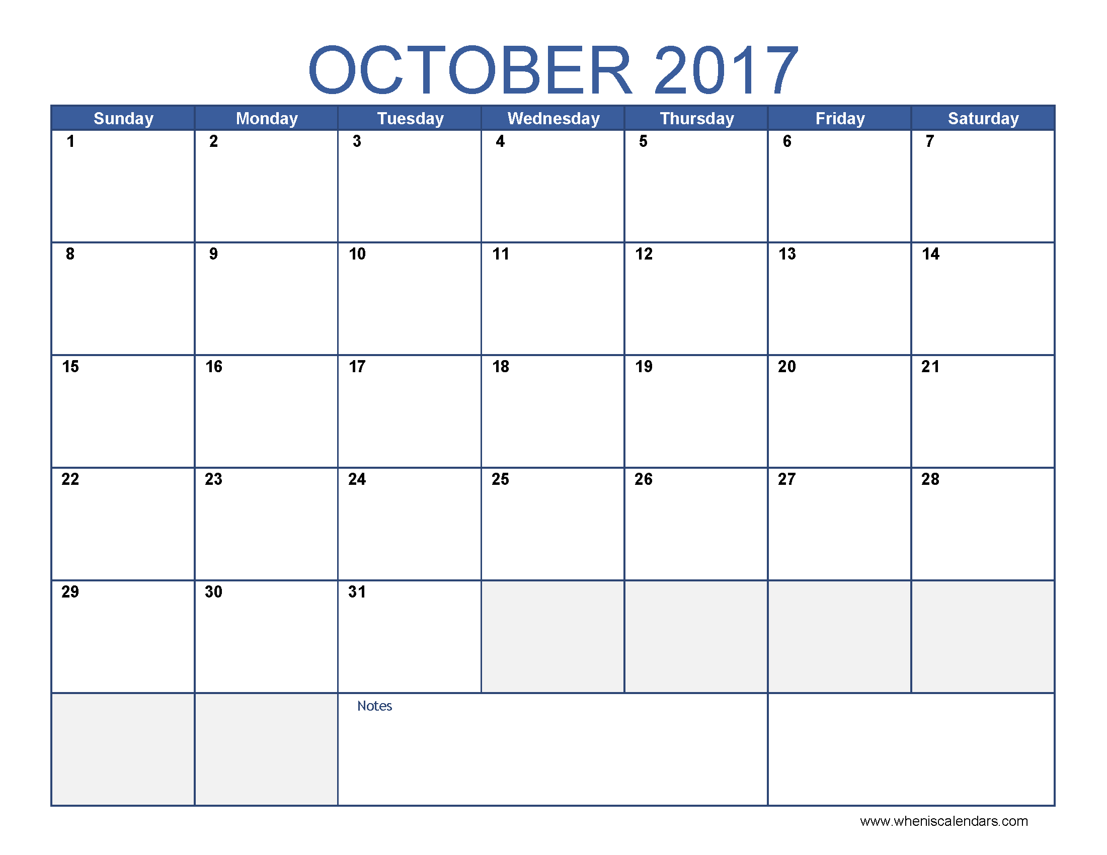 October 2017 Calendar Template | free calendar 2017 October 2017 Calendar Template | free calendar 2017