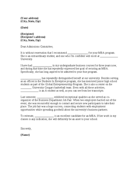 Reference Letter Mba Reference Letter Mba