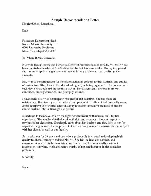 Graduate School Recommendation Letter Sample