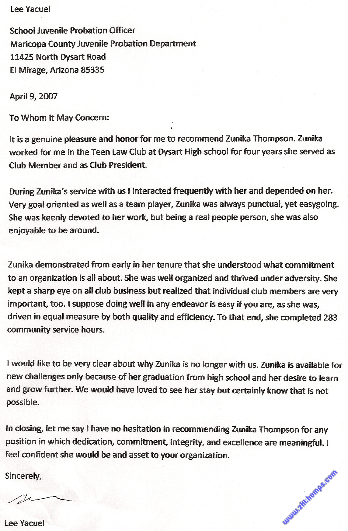 community service letter of recommendation community service letter of recommendation