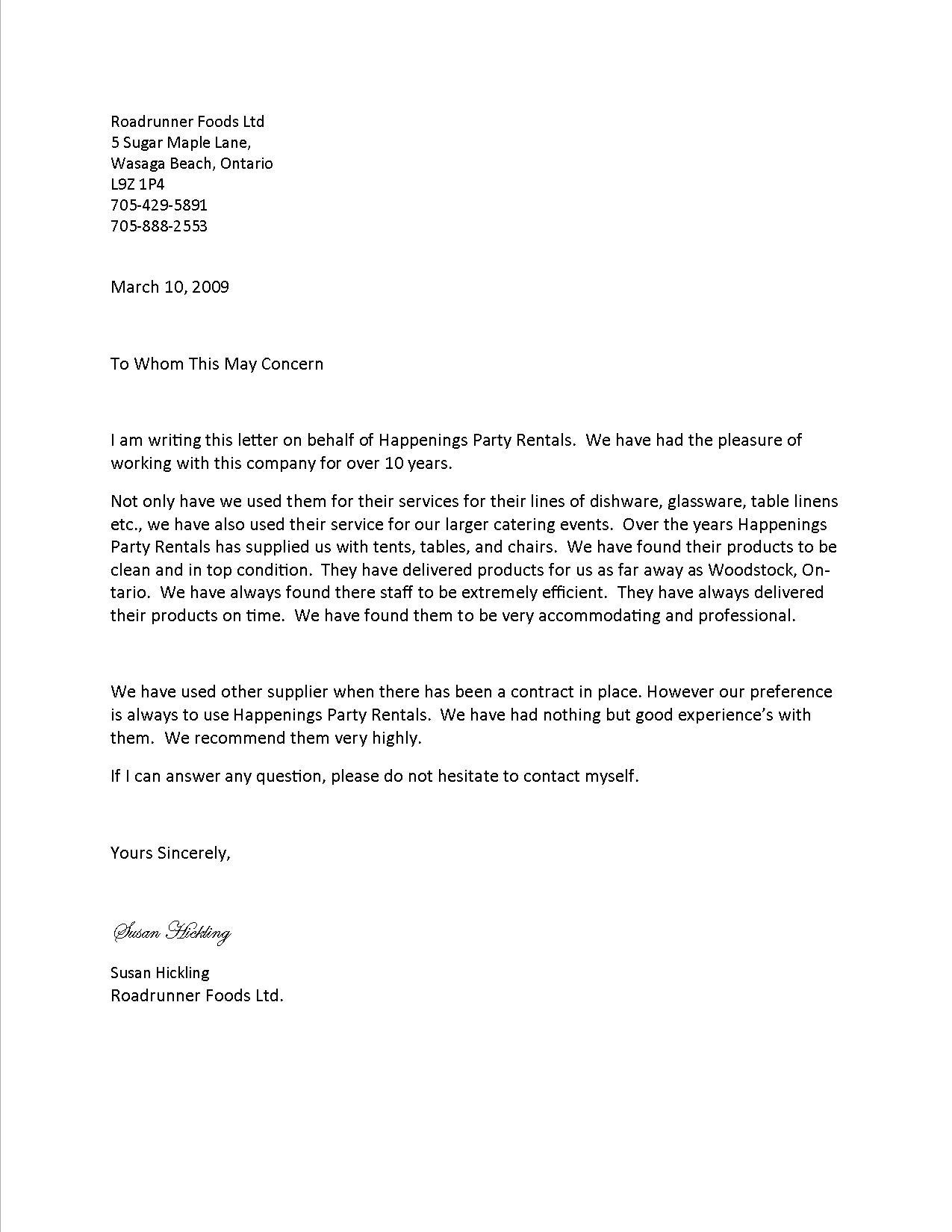 Letter Of Recommendation For Business Services Best Template Letter Of Recommendation For Business Services Best Template