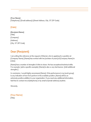 Recommendation Letter Job Reference Template Recommendation Letter Job Reference Template