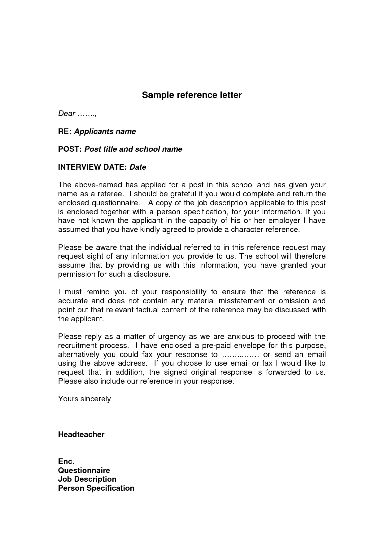Job Reference Letter Example Job Reference Letter Example