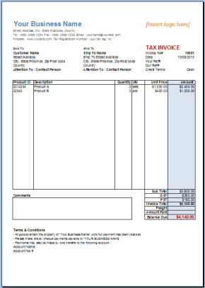 retail invoice template invoice template sales 1tax basic 213×300 