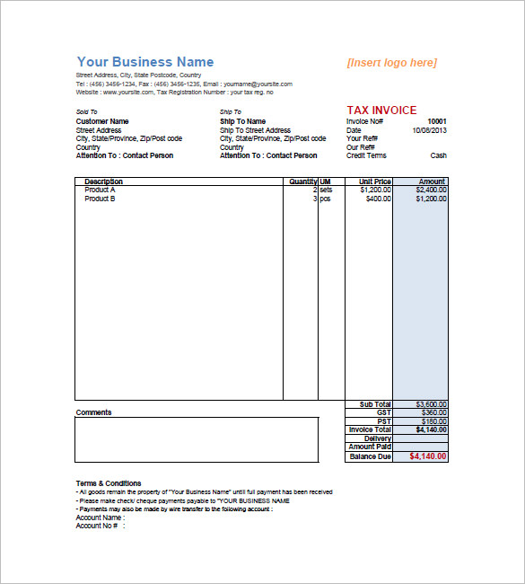 Retail Invoice Template – 8+ Free Word, Excel, PDF Format Download 
