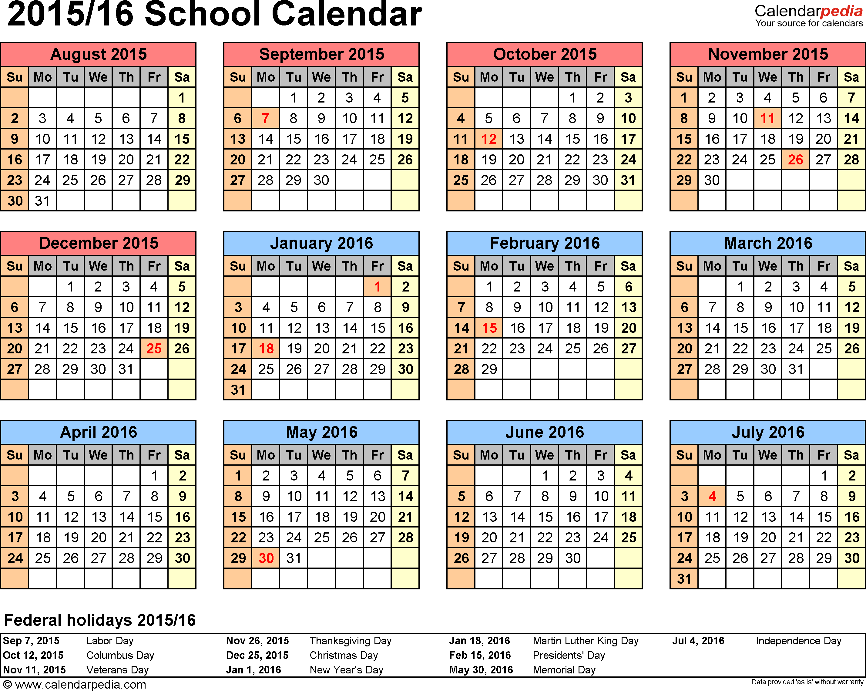 School Calendar School Calendar