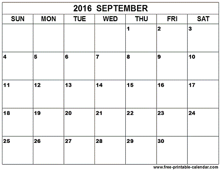 September 2016 Calendar Hong 