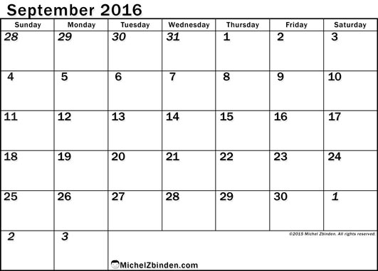 September 2016 Calendar Nz | monthly calendar printable