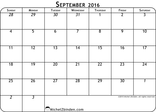 September 2016 Calendar Nz | monthly calendar printable