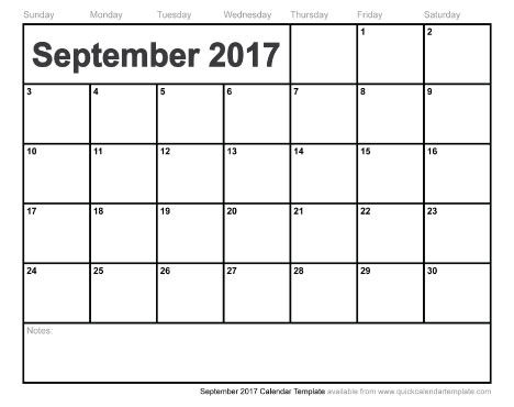 Free Printable September 2017 Calendar Free Printable September 2017 Calendar