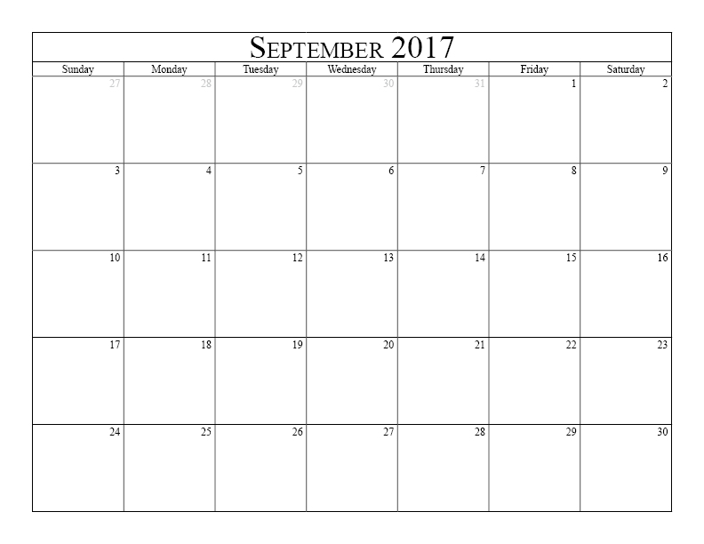 September 2017 Calendar Uk | yearly calendar template