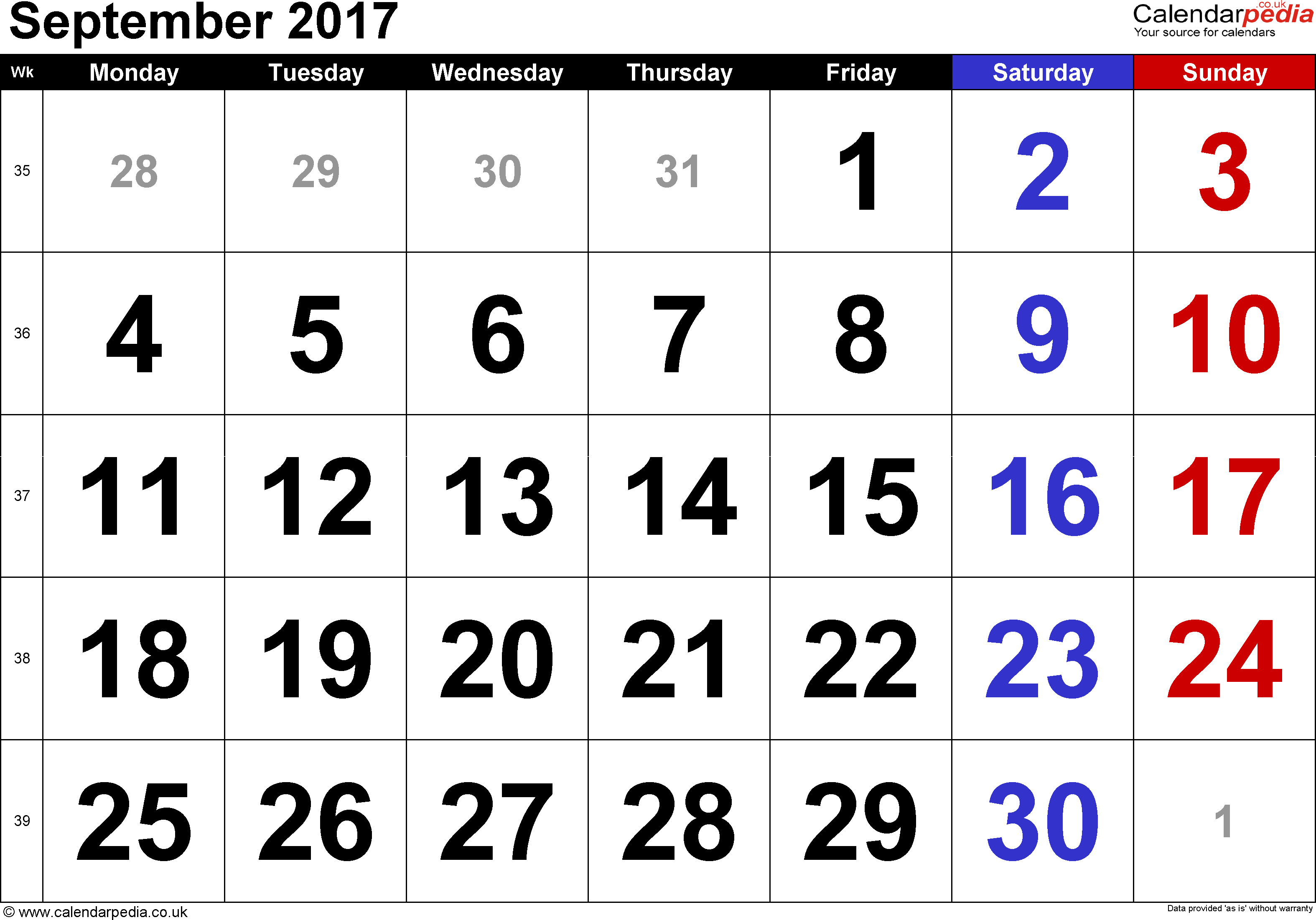 October 2017 Calendar With Holidays Uk | weekly calendar template
