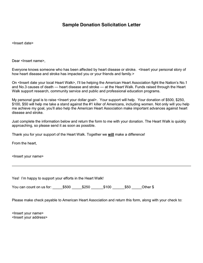 Donation Solicitation Letter in Word and Pdf formats