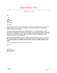PTO Today: Auction Donation Solicitation Letter 1 PTO Today