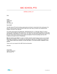 PTO Today: Auction Donation Solicitation Letter 1 PTO Today PTO Today: Auction Donation Solicitation Letter 1 PTO Today