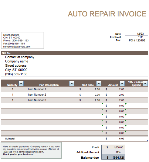 Car Rental Invoice Template | printable invoice template Car Rental Invoice Template | printable invoice template