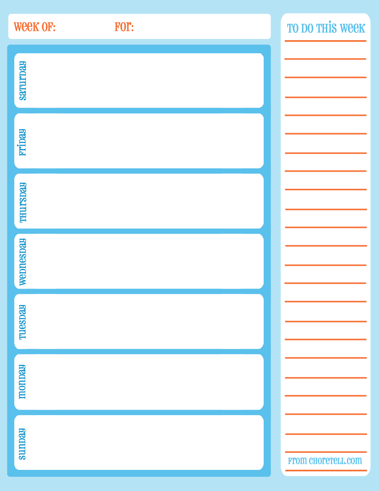 Free printable weekly chore calendar | Free printable downloads Free printable weekly chore calendar | Free printable downloads