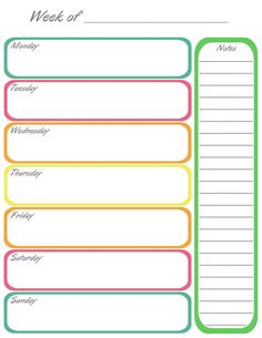 Weekly Calendar Printable | weekly calendar template