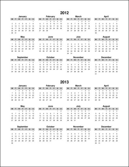 Yearly Calendar 2012 And 2013 | yearly calendar template Yearly Calendar 2012 And 2013 | yearly calendar template