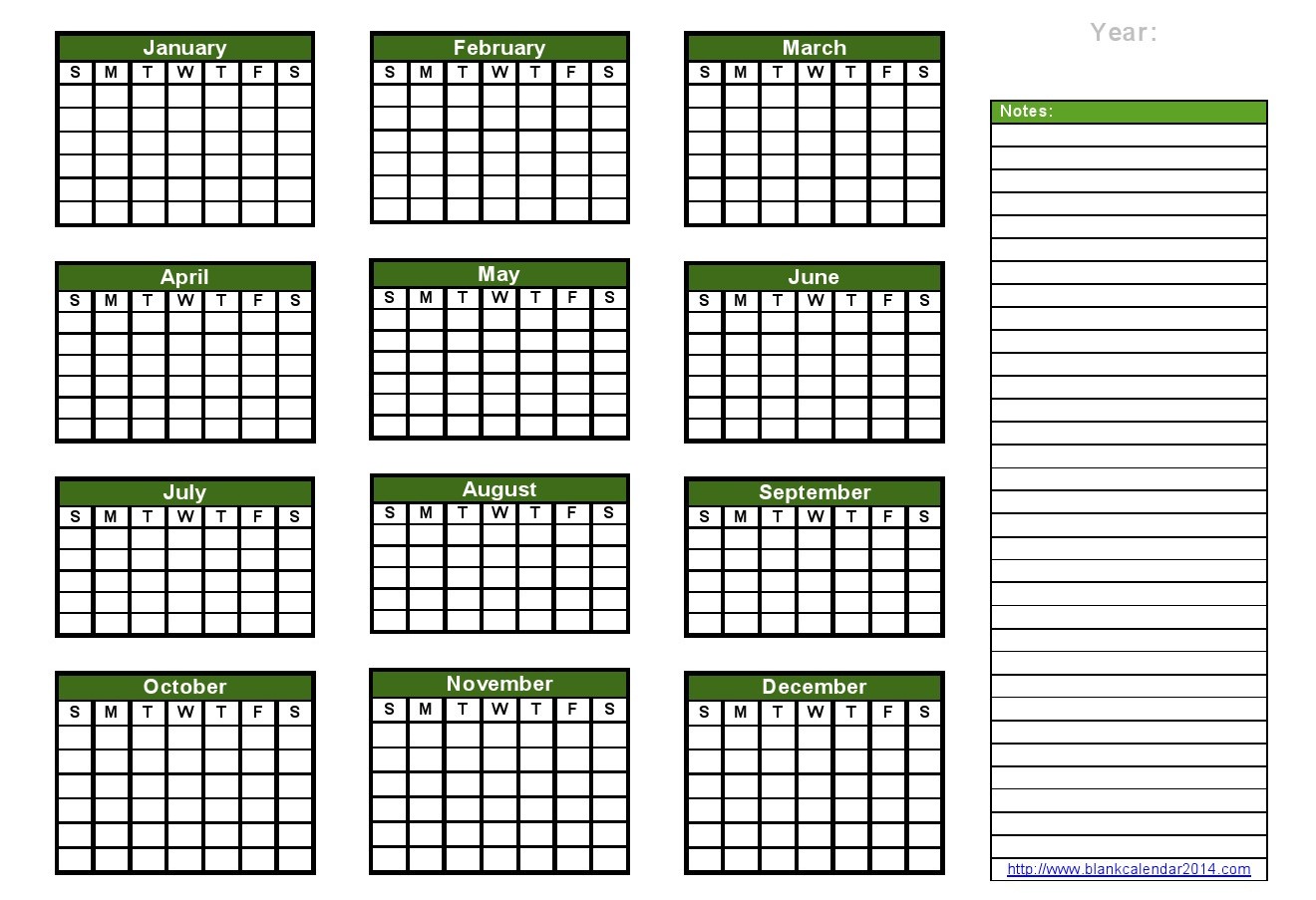 2014 Yearly Calendar | yearly calendar printable