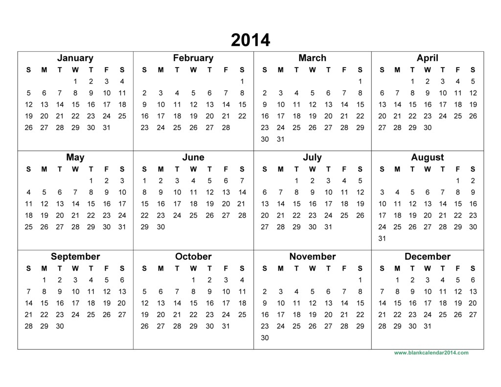 2014 Yearly Calendar Template | doliquid