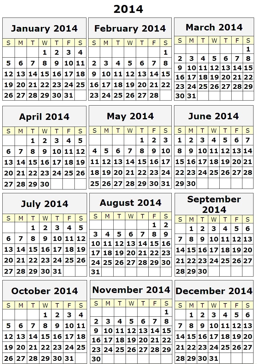 Best Photos of Calendar 2014 Only Printable Yearly Printable Best Photos of Calendar 2014 Only Printable Yearly Printable