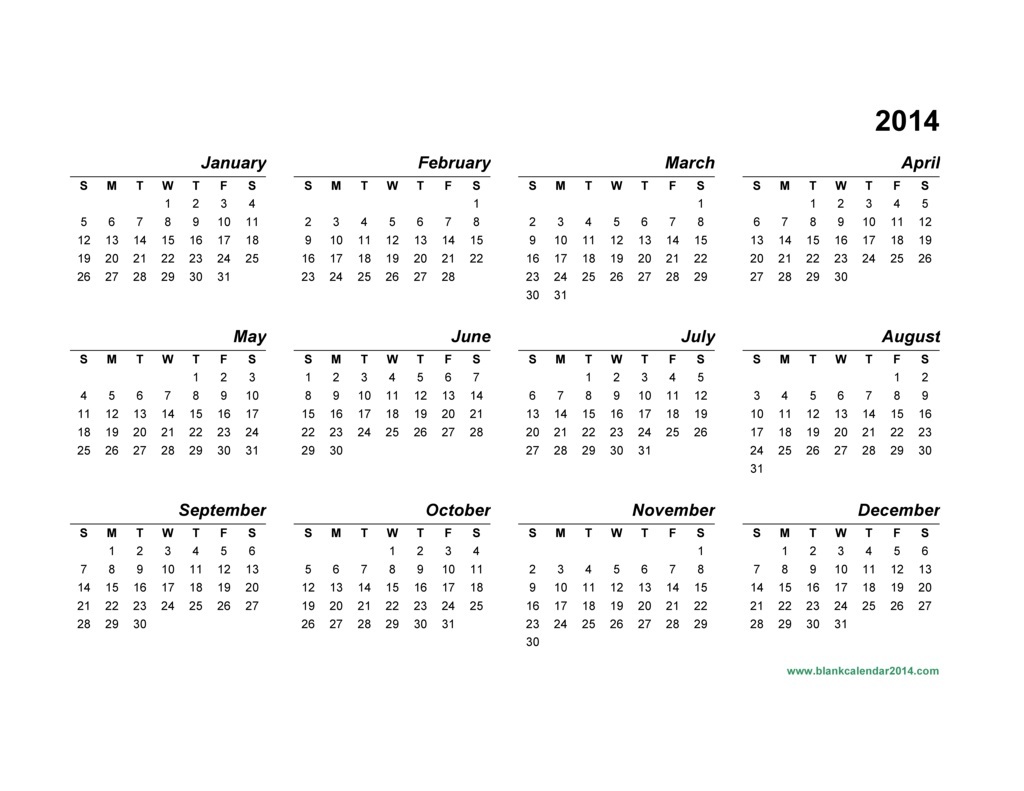 Yearly Calendar Template 2014 | great printable calendars Yearly Calendar Template 2014 | great printable calendars