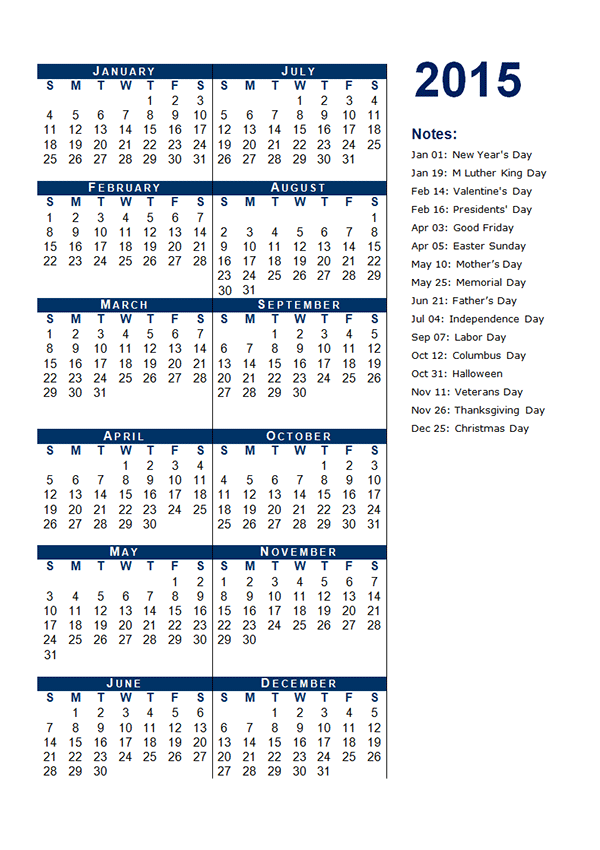 2015 Yearly Calendar Template 04 Free Printable Templates 2015 Yearly Calendar Template 04 Free Printable Templates