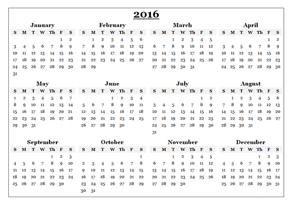 2016 Yearly Calendar Template 08 Free Printable Templates 2016 Yearly Calendar Template 08 Free Printable Templates
