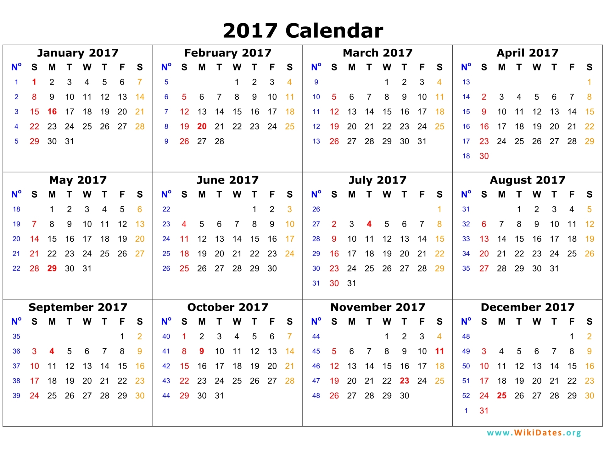 2017 Yearly Calendar Templates Download FREE Printable Calendar 