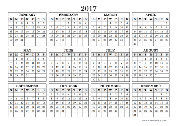 2017 Yearly Calendar Landscape 09 Free Printable Templates 2017 Yearly Calendar Landscape 09 Free Printable Templates