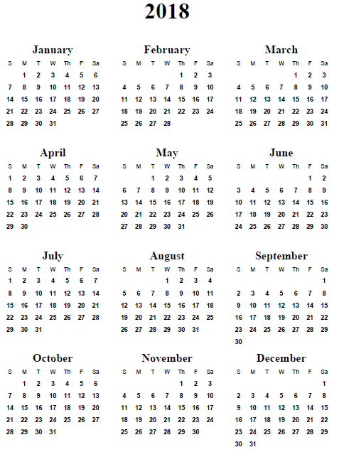 Yearly Calendar 2018 | printable calendar templates Yearly Calendar 2018 | printable calendar templates