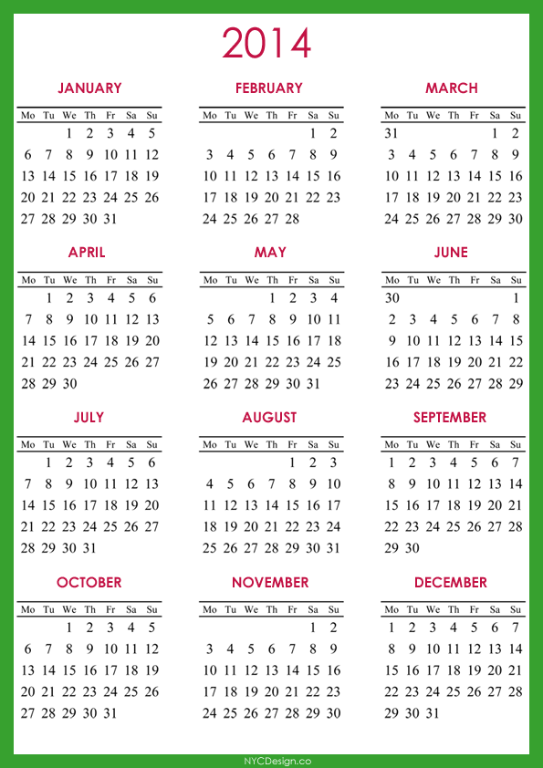 Yearly Calendar A4 | yearly calendar template