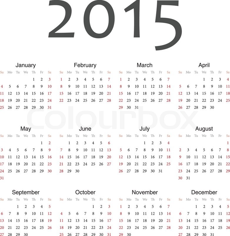 Yearly Calendar By Month 2015 | yearly calendar template