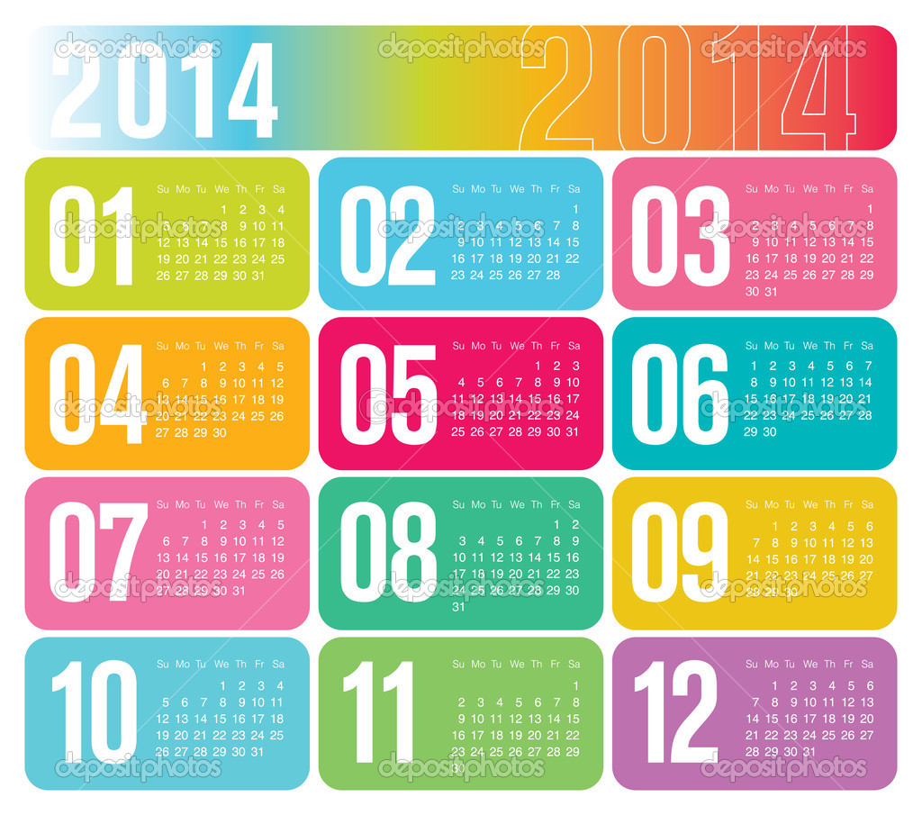 2014 Yearly Calendar — Stock Vector © photosoupy #34676061
