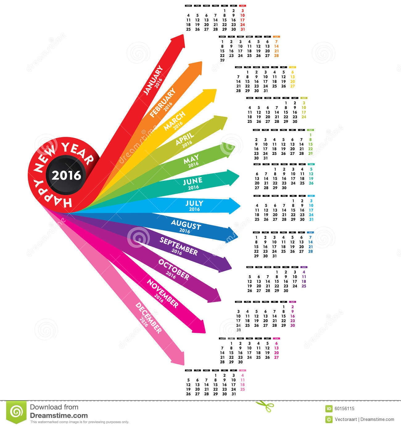 New Year 2016 Calendar Design Stock Vector Image: 60156115 New Year 2016 Calendar Design Stock Vector Image: 60156115