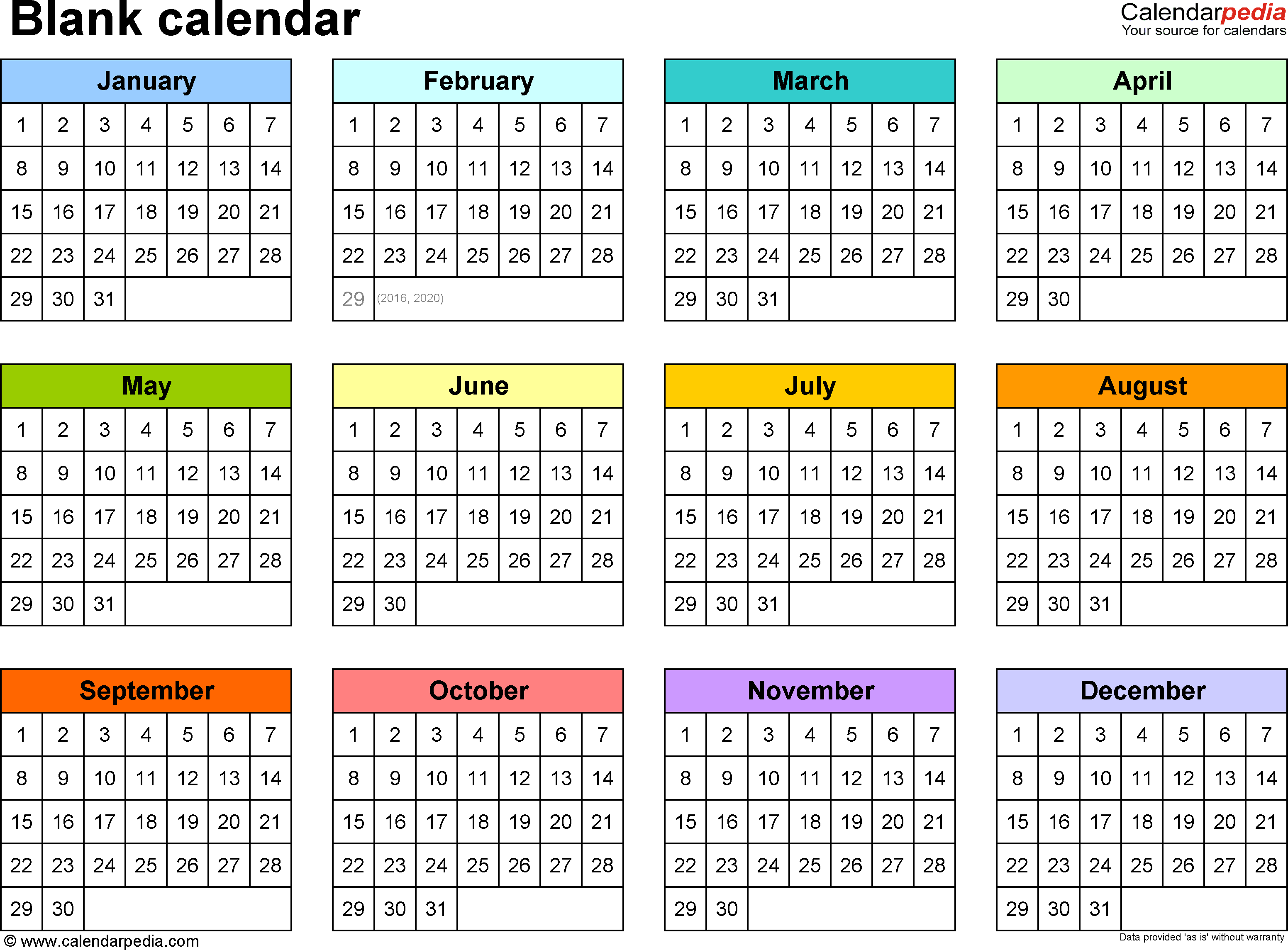 Blank calendar 9 free printable Microsoft Word templates
