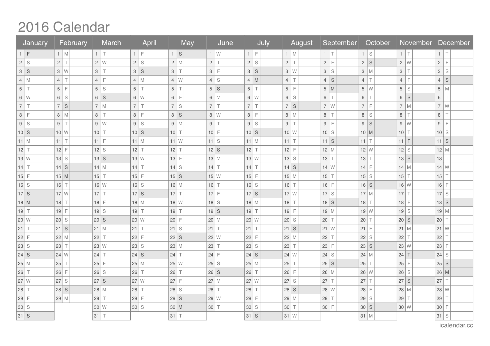 Yearly Calendar Printable 2016 | printable calendar templates Yearly Calendar Printable 2016 | printable calendar templates