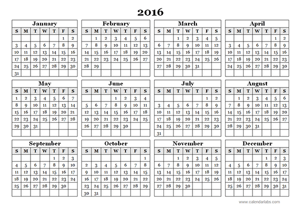 2016 Yearly Calendar Template 09 Free Printable Templates 2016 Yearly Calendar Template 09 Free Printable Templates