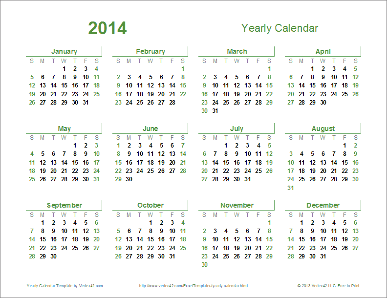 Yearly Calendar Template for 2016 and Beyond Yearly Calendar Template for 2016 and Beyond