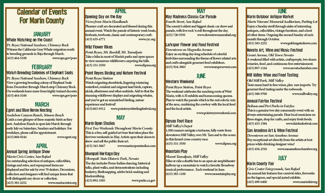 Yearly Events Things To Do Marin County 2017 | Marin Yearly Events Things To Do Marin County 2017 | Marin