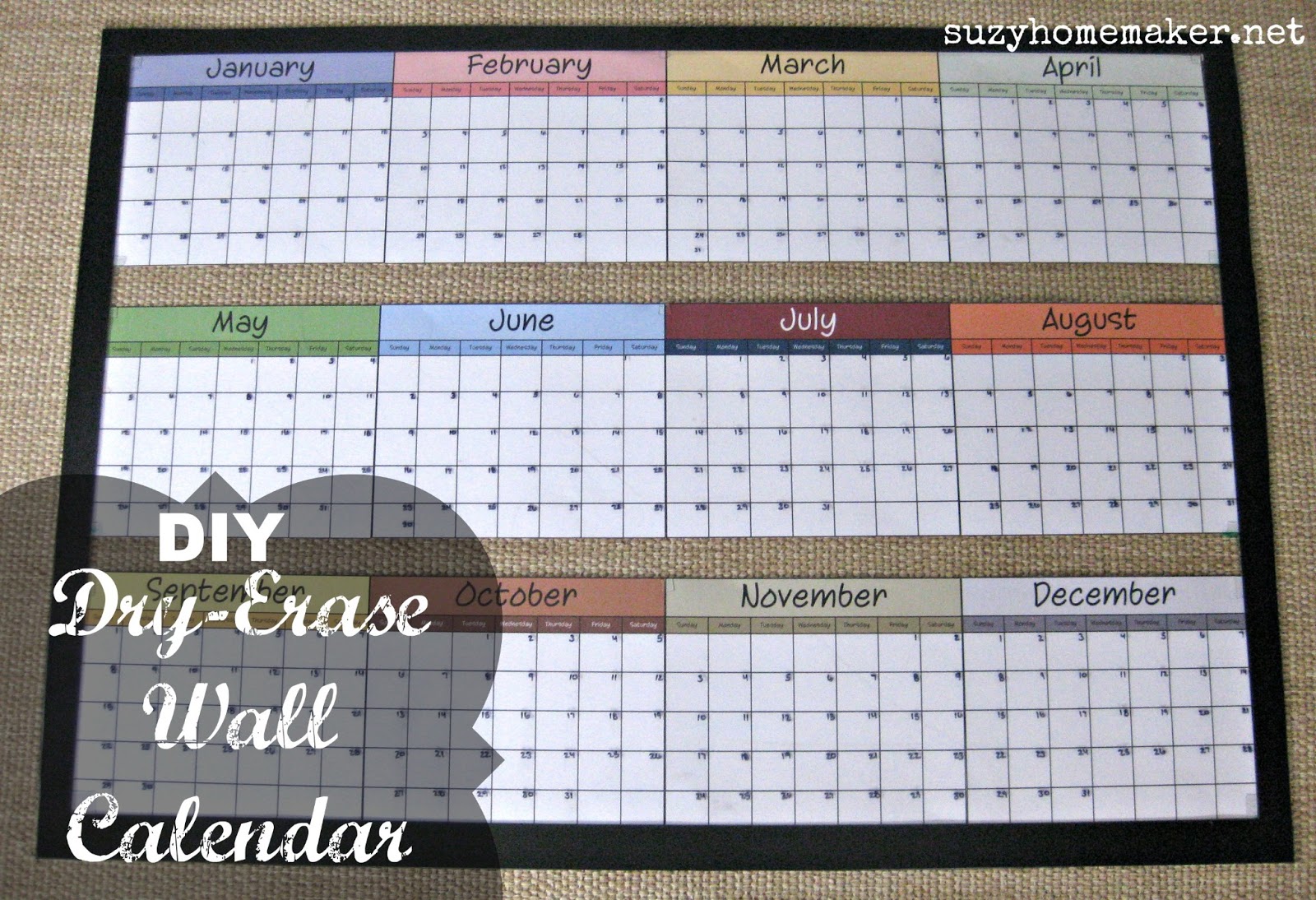 diy dry erase wall calendar | suzy&co