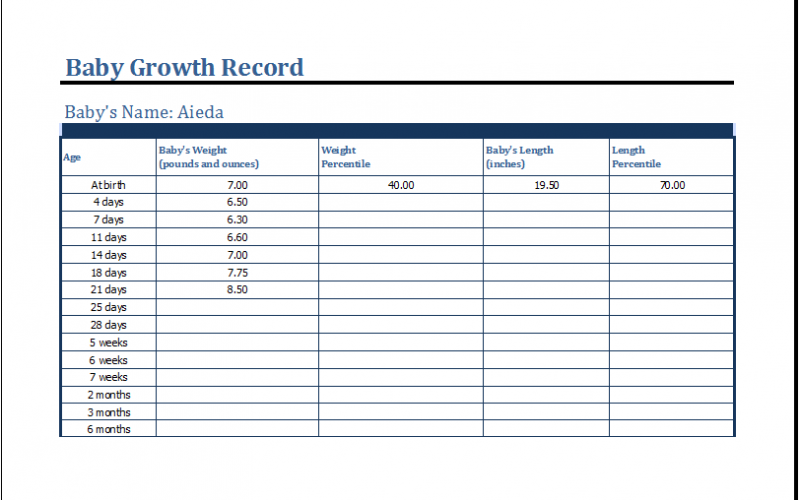 Printable Growth Chart Inches