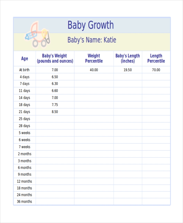 Baby growth chart Templates Office