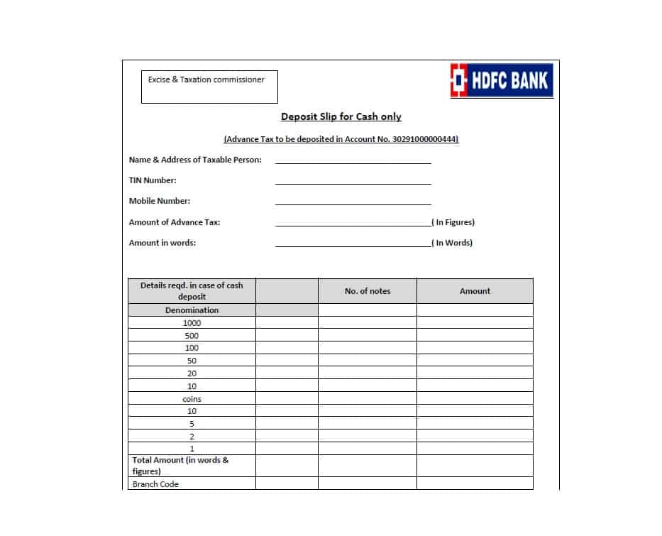 Bank Deposit Slip Templates