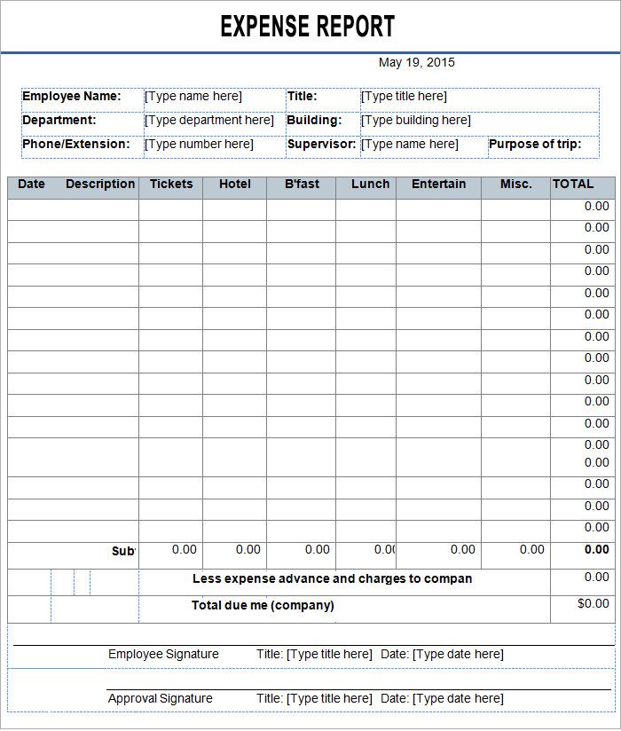 Free Employee Expense Report Template