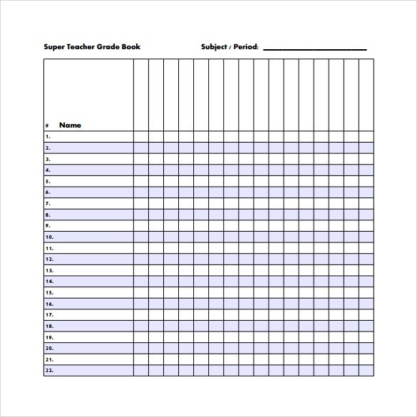 Sample Grade Book Template