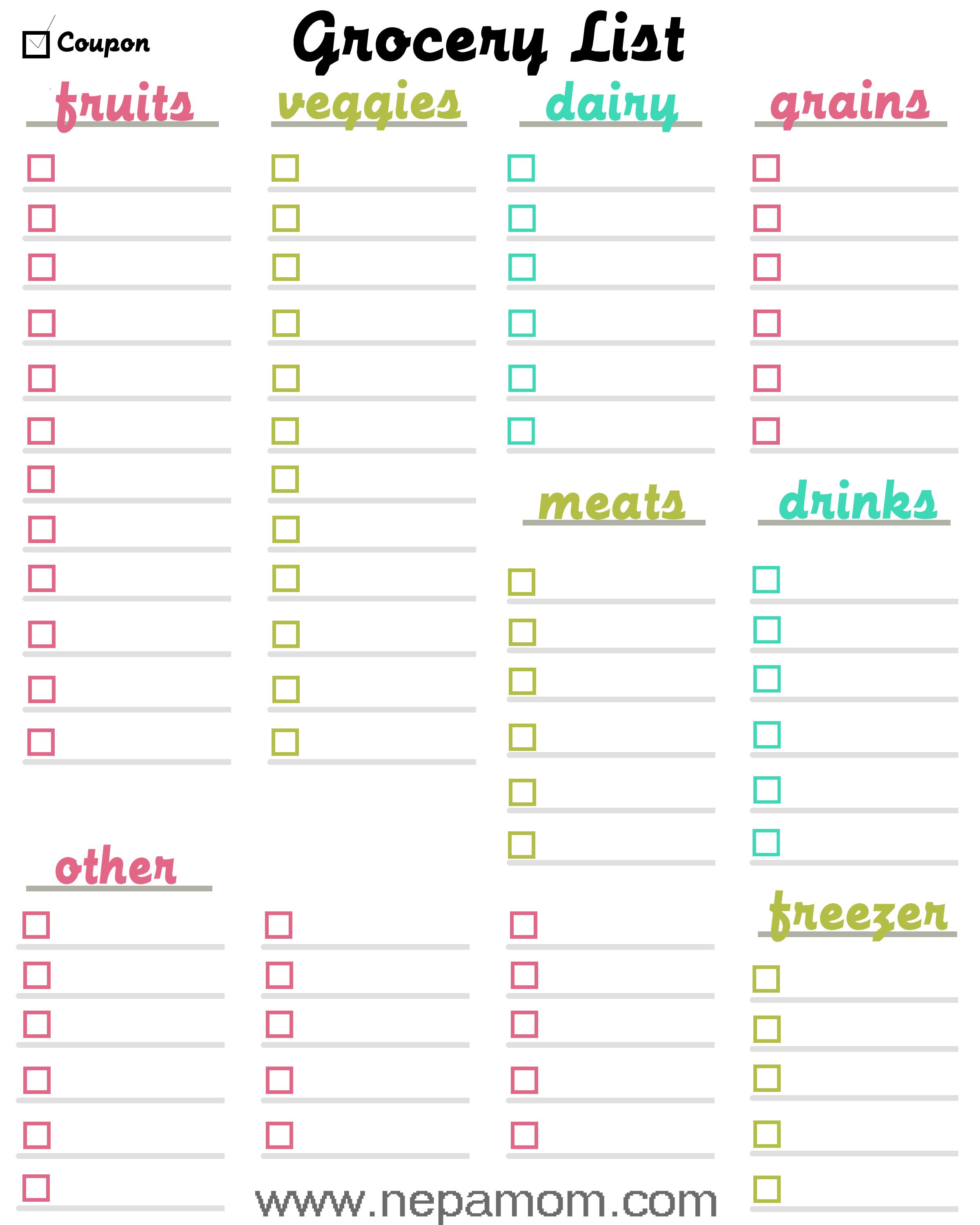 Grocery List Template